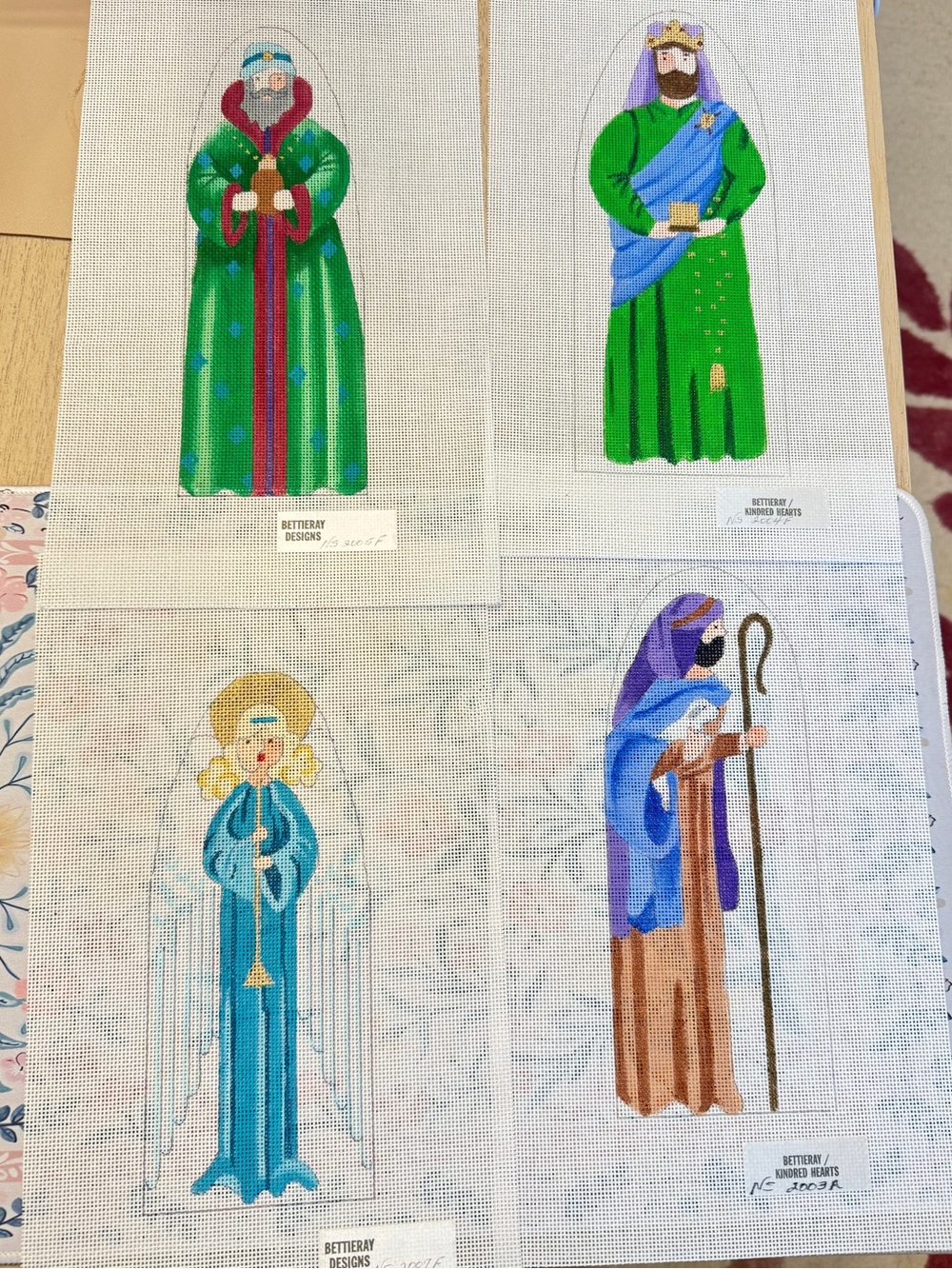 4 Needlepoint canvas nativity scene bundle 18 mesh christmas hand painted arch
